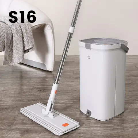 J.Zao Mop Set Hand-free Wet & Dry Separation Household Wash & Mop All-in-One Scrape Bucket Mop Set (S16)
