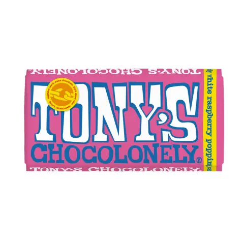 Tony's Chocolonely White Chocolate Raspberry with Popping Candy 180g