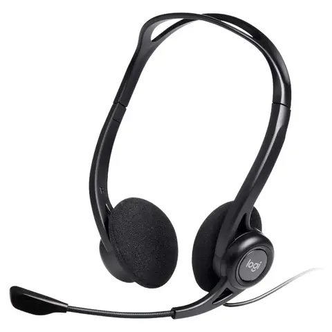 Logitech 960 Wired USB Headset, Inline remote, Noise Cancelling Mic- Black