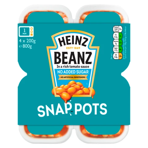 Heinz Beanz No Sugar Snap Pots 4x200g