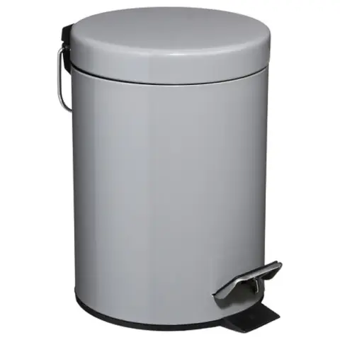 Papierkorb - Metallpedal - Mit Deckel - 3 L - Grau
