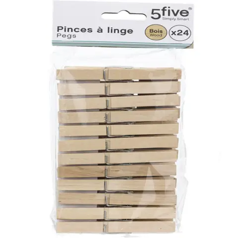 Set of 24 Wooden Clothes Pegs