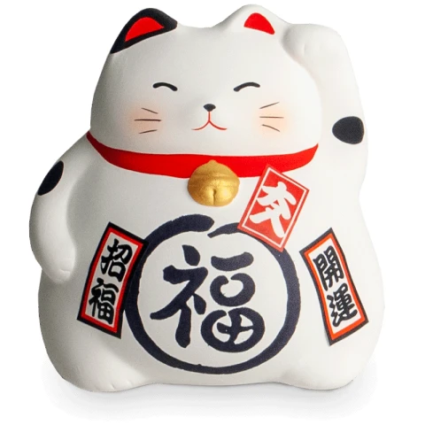 Tirelire chat porte-bonheur petite taille Blanche H9 cm