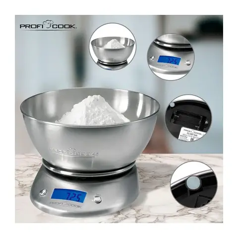 ProfiCook Balance de cuisine numérique PC-KW 1040 Bol de 2 L mesurant jusqu'à 5 000 g (par paliers de 1 g)