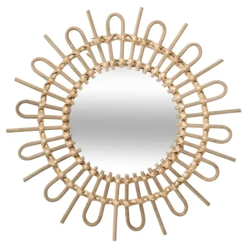 Miroir Sun Flora diam. 50 cm en rotin