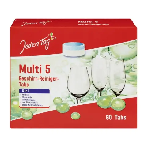 Jeden Tag Geschirr-Reiniger Tabs Classic 5 in 1 60 Tab