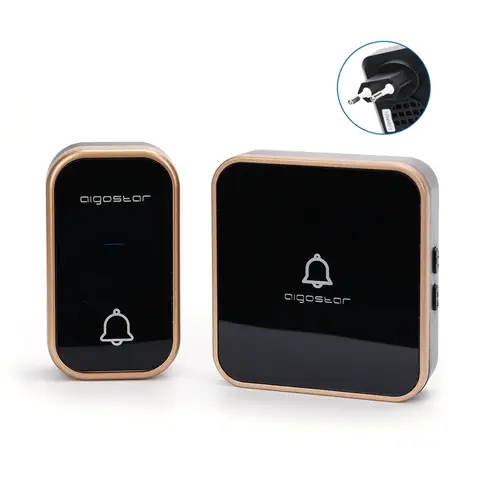 Aigostar SELF-POWER AC WIRELESS DOORBELL / IP44 BALCK+GOLDEN