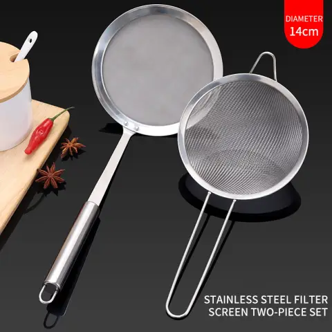 BJ 304 Stainless steel strainer, strainer, strainer, soybean milk strainer, strainer, fine mesh, foaming spoon, flour strainer, two piece set