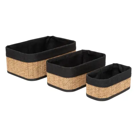 Set mit 3 geflochtenen Körben mit blauem Stiel