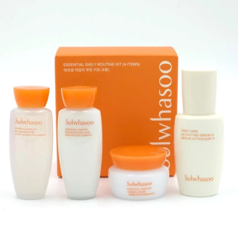 Sulwhasoo Essential Daily Routine Kit 4 Items Anti Wrinkle Moisturizing K-Beauty Travel Size