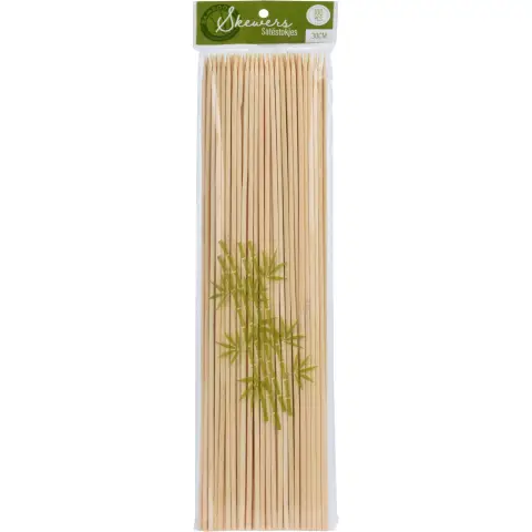 Lot de 100 bâtons de bambou pour barbecue - Grands accessoires pour barbecue d'extérieur - 30 cm