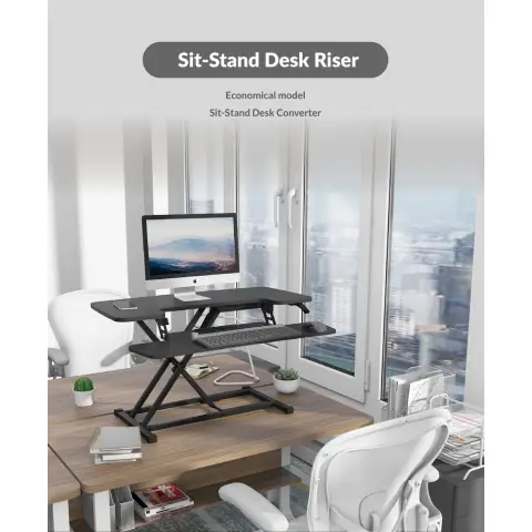 Loctek Computer Riser - Height Adjustable Workstation - 2-Tier Design Computer Stand