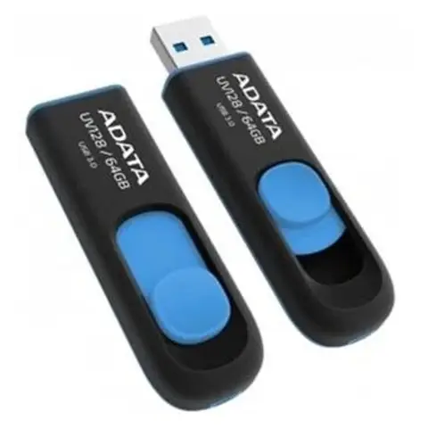 ADATA 64GB DashDrive UV128 USB flash drive USB Type-A 3.2 Gen 1 (3.1 Gen 1) Zwart, Blauw