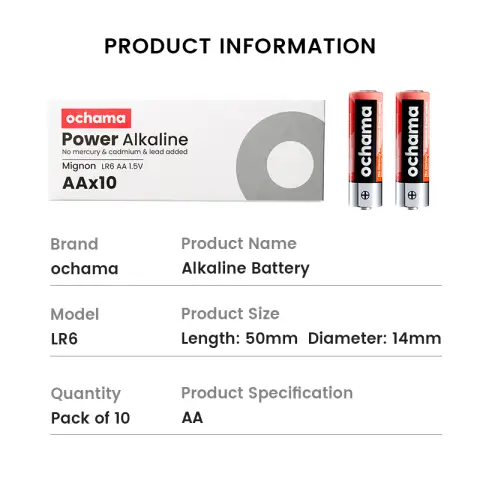 Ochama Alkaline Batteries - AA - Pack in 10