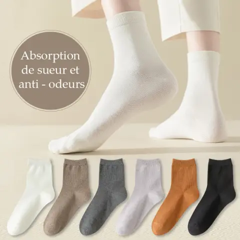 Dong Fang Yuan Lot de 6 paires de chaussettes de confinement amples pour femmes