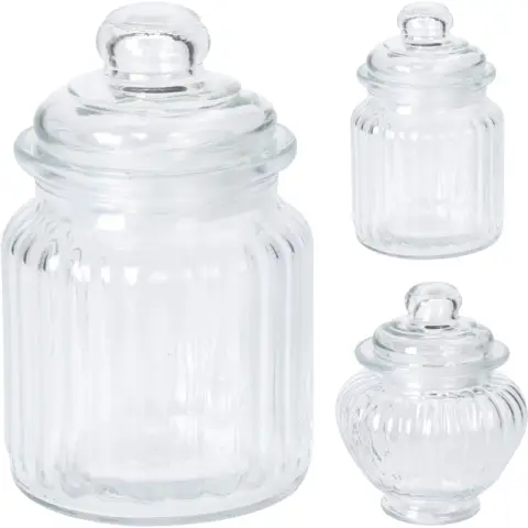 Vorratsdose Topf Glasbehälter mit Deckel 2ASS 12x9cm