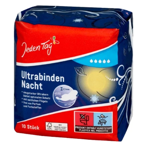 Jeden Tag Ultrabinden Nacht Extra lange, 10 Stück