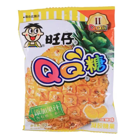 WANT WANT-QQ GUMMY(PINEAPPLE FLAVOUR) 70g 旺仔QQ糖菠萝味 70g