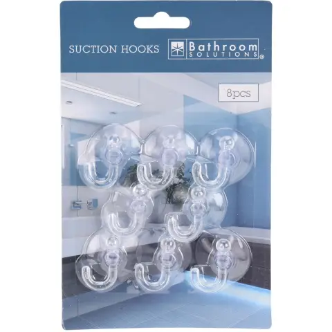 Bathroom Solution Suction Hook Set Hanger with Suction Cup Kitchen Bathroom for Towels Cloths Transparent 8pcs
