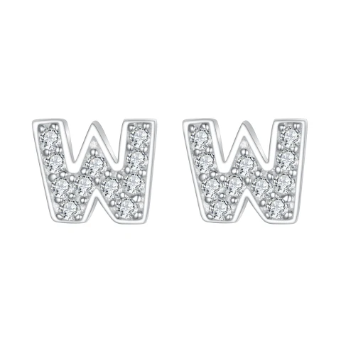 Ever Faith Women's 925 Sterling Silver Pave Cubic Zirconia Initial Letter Stud Earrings Clear