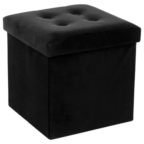 Atmosphera Pouf en velours - Pliable - Noir