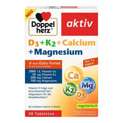 Doppelherz D3+K2+Calcium+Magnesium 30 Tbl