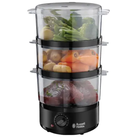 Russell Hobbs 3 Tier Steamer Matte Black - 7 litre