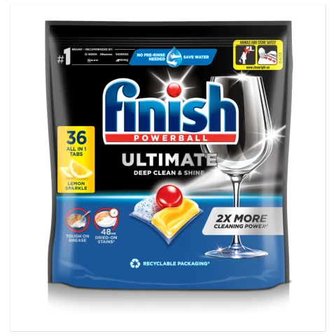 Finish Ultimate Deep Clean & Shine Dishwasher Tablets Lemon - 36 Tabs