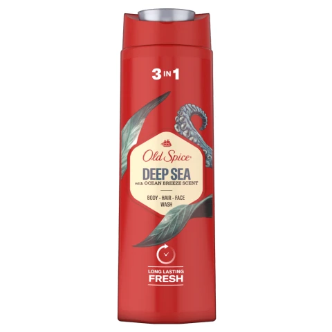 Old Spice Deep Sea Shower Gel & Shampoo For Men 400 ml, 3-in-1, Long-lasting Fresh