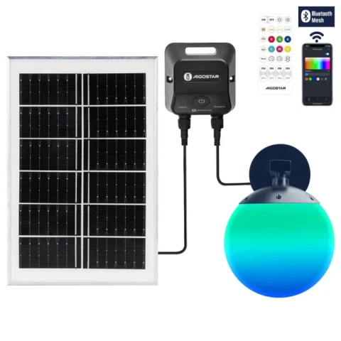 Aigostar Bluetooth-Mesh, intelligente Solar-Wandleuchte, 20 W, RGBCCT, bunte Glühbirne