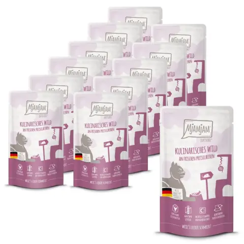 MjAMjAM Quetschie – Wild met cranberry's 125g x 12