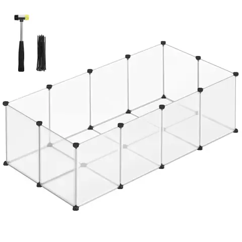 ‎SONGMICS Huisdierverblijf met bodemplaten Box Kat Hond Caviaverblijf van kunststof voor hamsters Konijnen Egels 143 x 73 x 46 cm