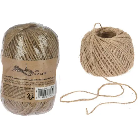 Ficelle de jute Corde de jute adaptée au jardin et à l'arrière-cour 2 rouleaux 50 m