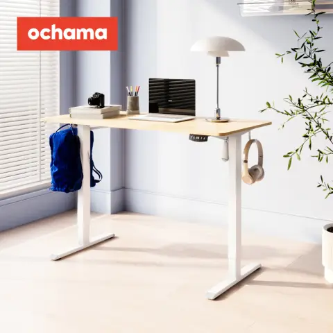 ochama Electric Height Adjustable Computer Desk - Study Desk - Oak Oak