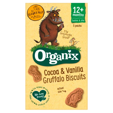 Organix Cocoa & Vanilla Gruffalo Biscuits 12+ Months 5 X 20g