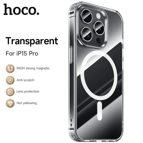 HOCO Magnetic series iPhone 15 Pro airbag protective phone case - transparent