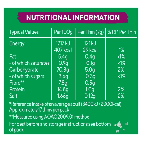 Ryvita Thins Rosemary & Sea Salt Flatbread Crackers 125g