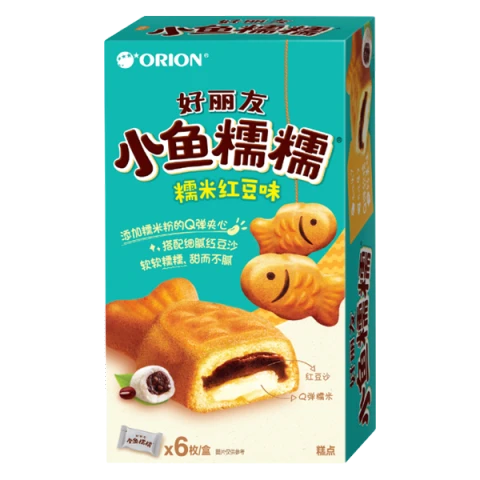 ORION FISH SHAPE CAKE 6PCS (MOCHI & RED BEAN FLAVOUR) 168g 好丽友小鱼糯糯糯米红豆味6枚 168g