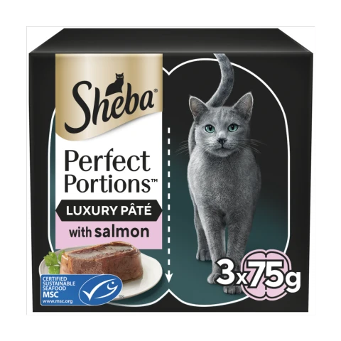 SHEBA PERFECT PORTION Adult Wet Cat Food Salmon Loaf 3 x 2 x 37.5g Tray