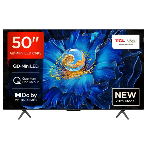 TCL 50C6KS 50” QD-Mini LED TV, 4K HDR Premium, Smart TV Powered by Google TV (Dolby Vision & Atmos, Game Master, Hands-Free Voice Control, compatible with Google Assistant, Apple AirPlay 2 & Alexa)