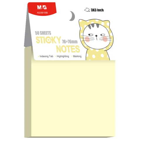 M&G Sticky Notes 3'x3' 50 sheets Light Yellow YS-484B