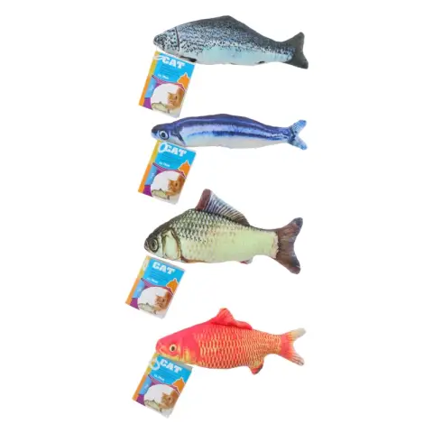Katzenspielzeug Fisch 19cm 4as