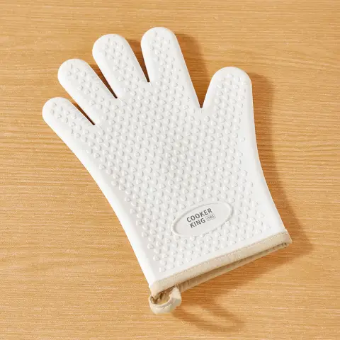 COOKER KING Anti-scald Glove - Anti-skid Longer and Thicker - Cream White - Left Hand