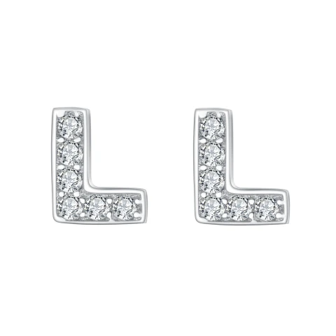 Ever Faith Women's 925 Sterling Silver Pave Cubic Zirconia Initial Letter Stud Earrings Clear