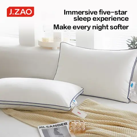 J.Zao High Quality White Goose Down Pillow Fluffy and Soft 48x74cm Single Medium Pillow White Goose Down Pillow