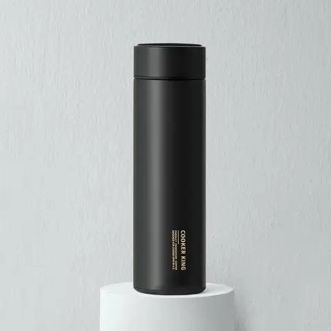 COOKER KING Thermos 316L Stainless Steel Water Bottle Leak Proof Spill Proff Keeps Cold and Hot for Drink Coffee Tea 480ml Black