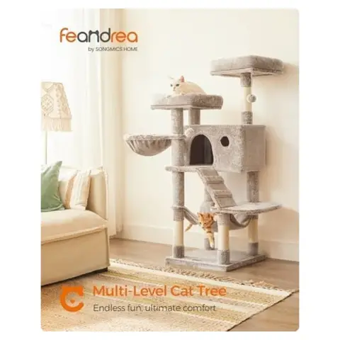 FEANDREA Arbre à Chat pour Gros Chats Ultra Doux Blanc Brun Dégradé