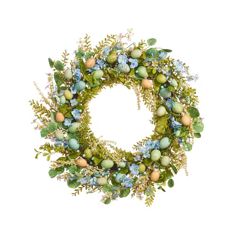 Spring Artificial Wreath Easter Egg Blue