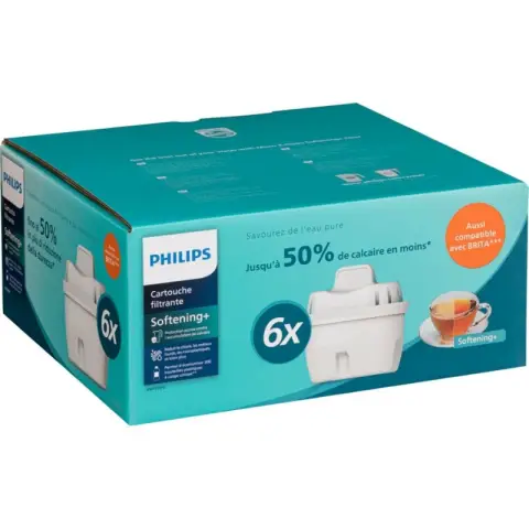 Philips [Geeignet für Brita-Wasserfilter] Softening+ Wasserfilterpatrone - 6er-Pack