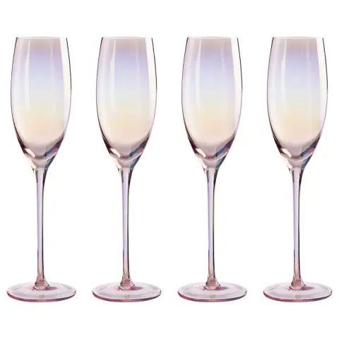 Frosted Deco Set Of 4 Champagne Glasses
